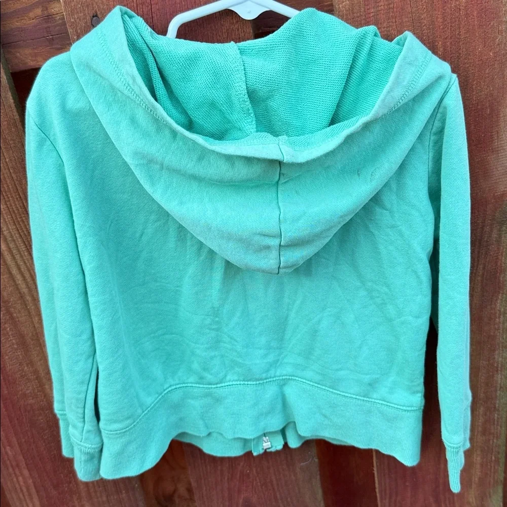 GAP Kids Mint Teal Pink Embroidered Logo Zipper Hooded Sweatshirt Size XS 4-5